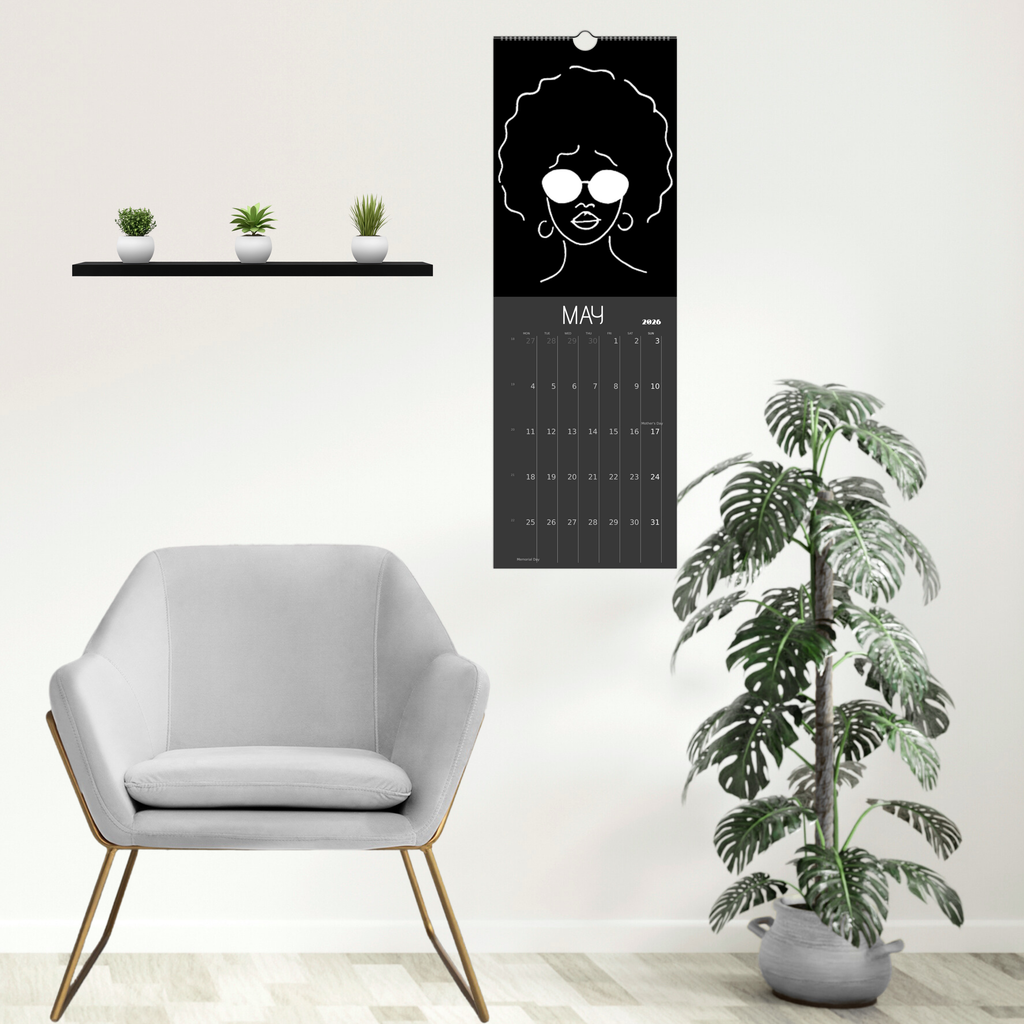 Front Facing 2026 Black Wall Calendars (US & CA)