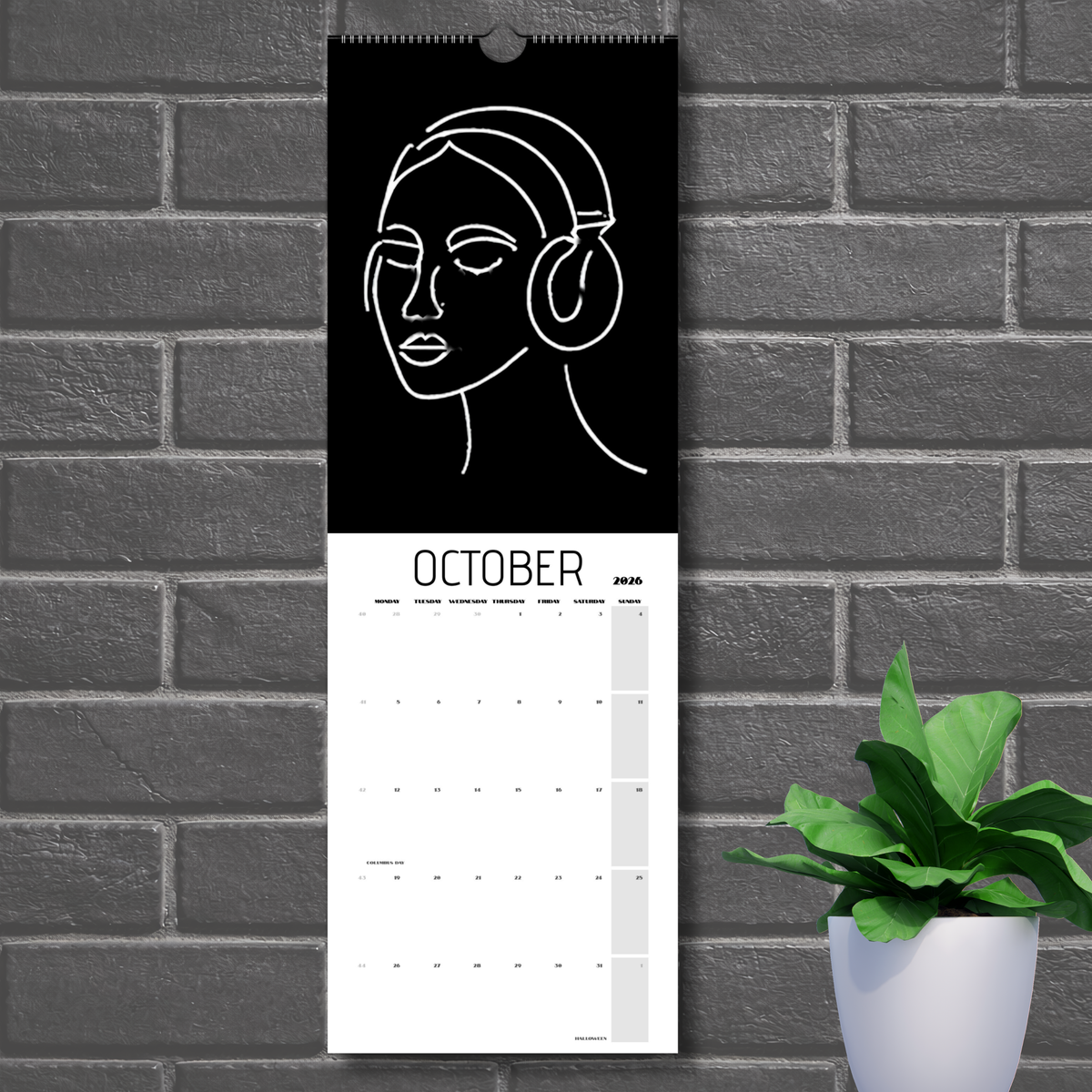 Front Facing 2026 Black Wall Calendars (US & CA)