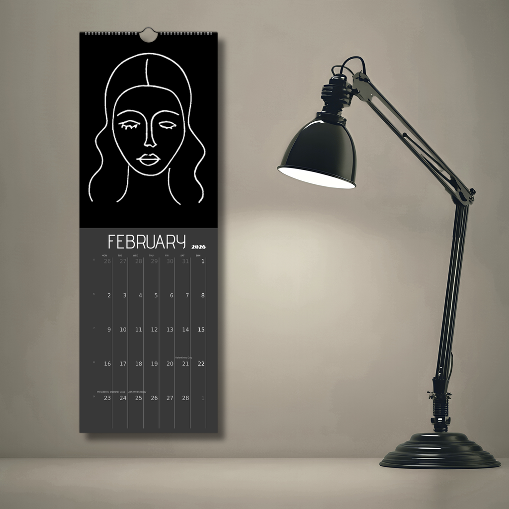 Front Facing 2026 Black Wall Calendars (US & CA)