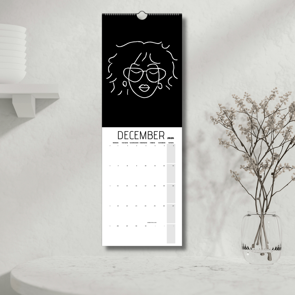 Front Facing 2026 Black Wall Calendars (US & CA)