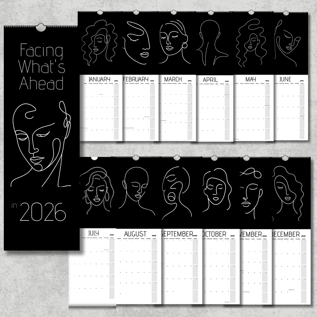 Facing What's Ahead in 2026 Black Wall Calendars (US & CA)