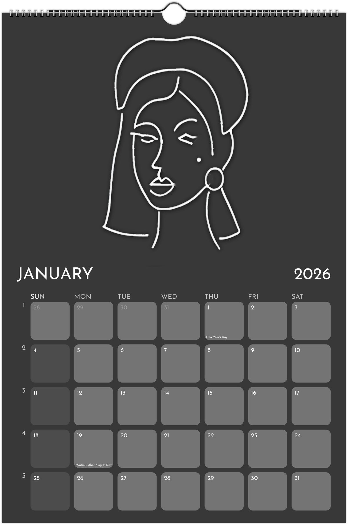 Faces of Paris 2026 Wall Calendars - (2 Options- Black or White Pages)