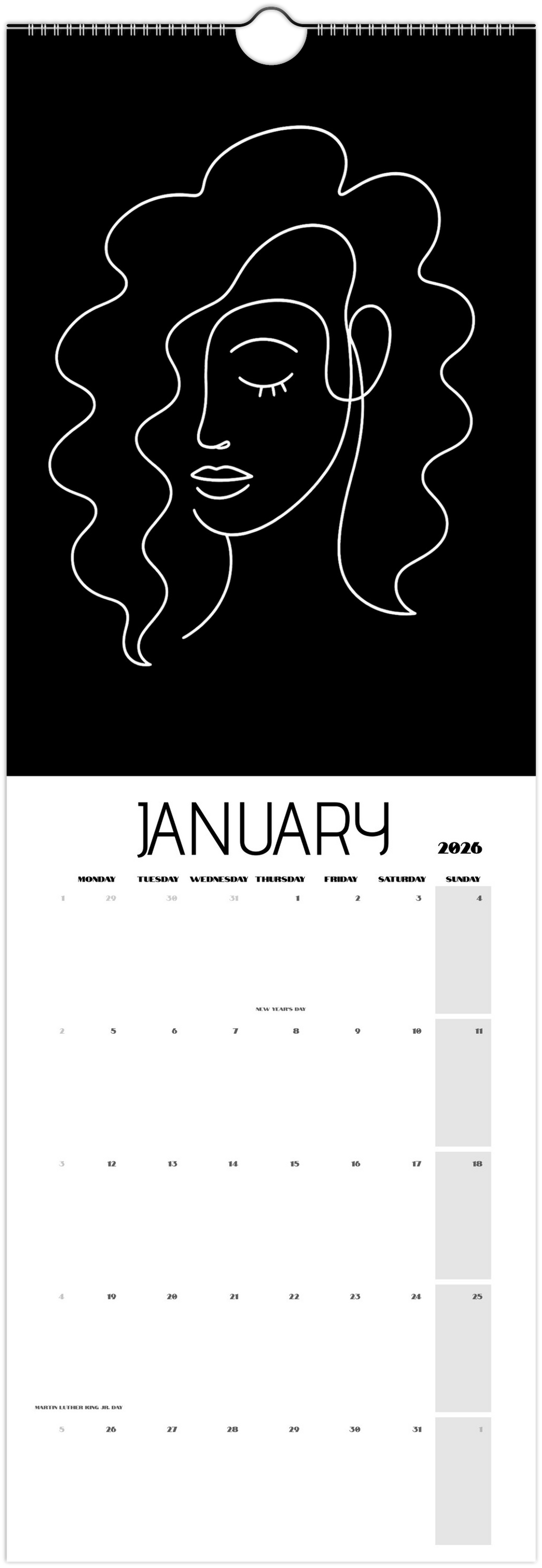 Facing What's Ahead in 2026 Black Wall Calendars (US & CA)