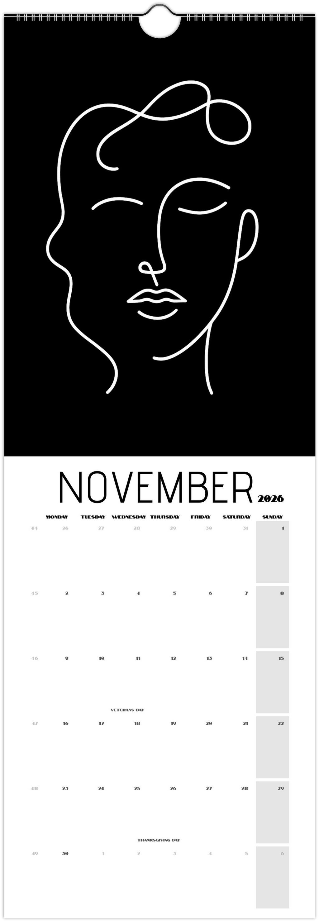 Facing What's Ahead in 2026 Black Wall Calendars (US & CA)