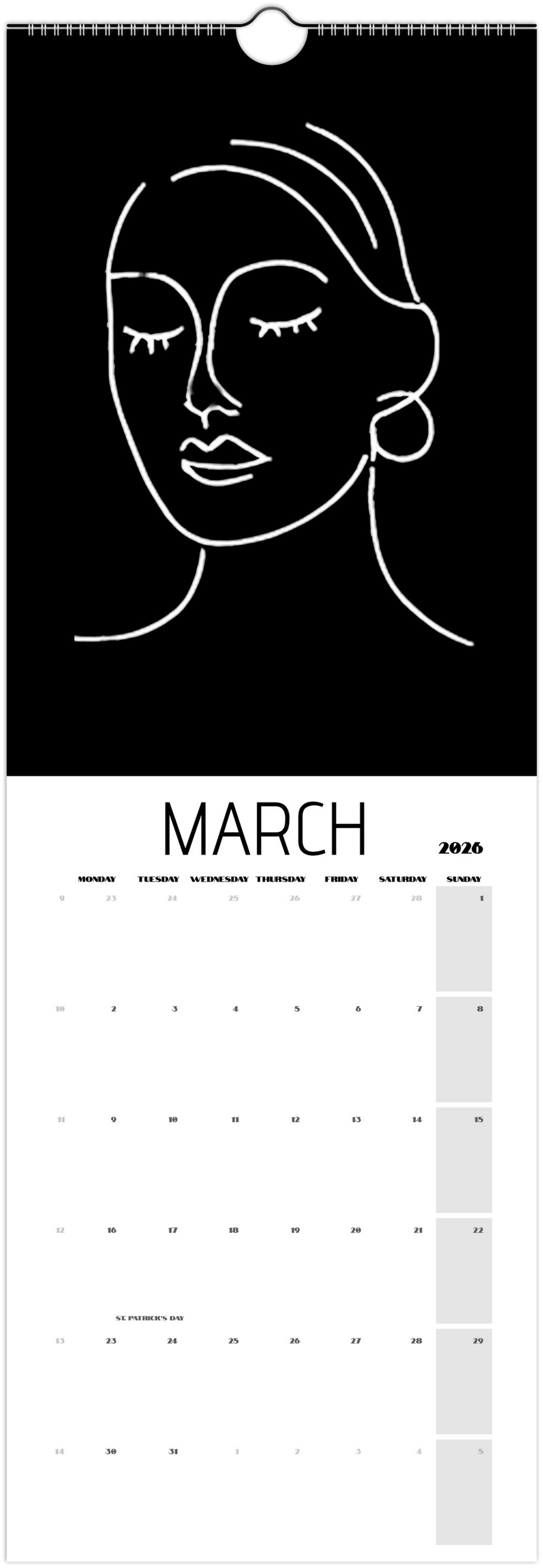 Facing What's Ahead in 2026 Black Wall Calendars (US & CA)