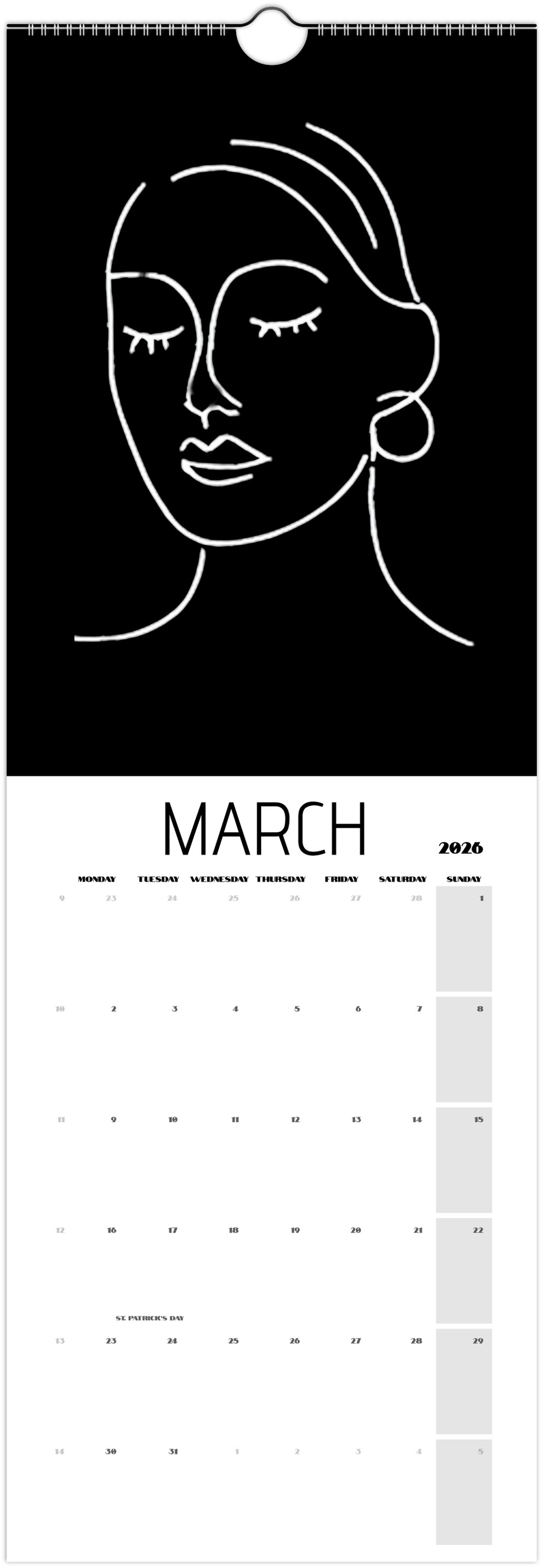 Facing What's Ahead in 2026 Black Wall Calendars (US & CA)