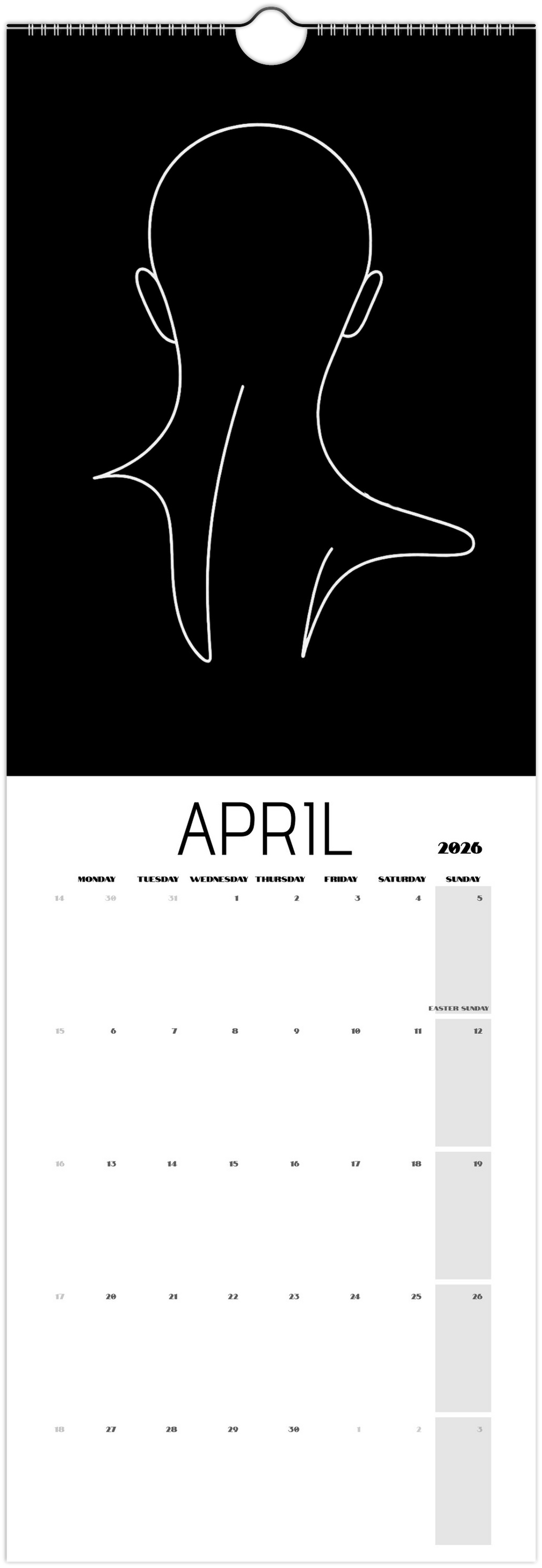 Facing What's Ahead in 2026 Black Wall Calendars (US & CA)