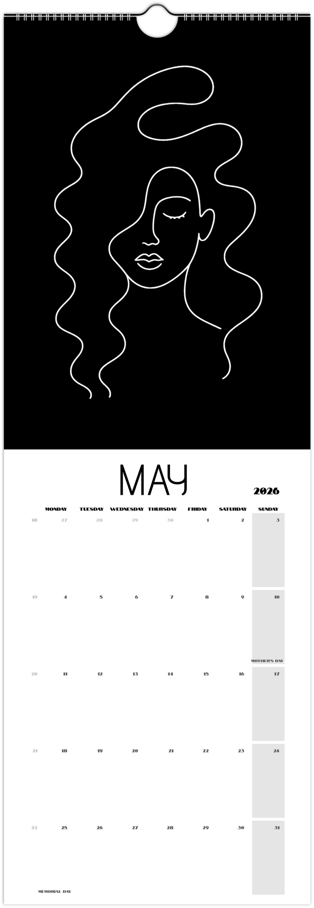 Facing What's Ahead in 2026 Black Wall Calendars (US & CA)