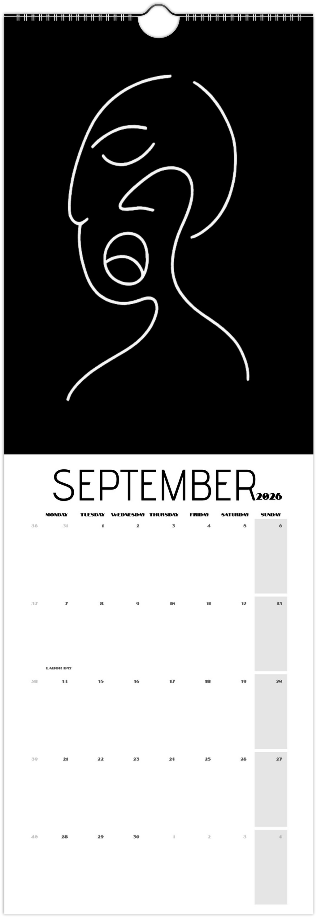 Facing What's Ahead in 2026 Black Wall Calendars (US & CA)